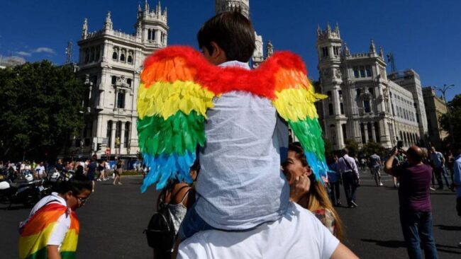 Un niño en el World Pride Madrid de 2017. Gerard Julien / AFP Un niño en el World Pride Madrid de 2017. Gerard Julien / AFP